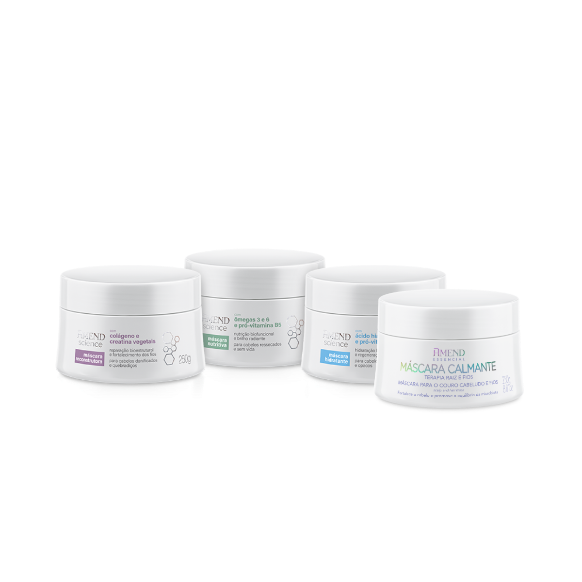 Kit M&aacute;scara Nutritiva Science + M&aacute;scara Hidratante Science + M&aacute;scara Reconstrutora Science + M&aacute;scara Calmante